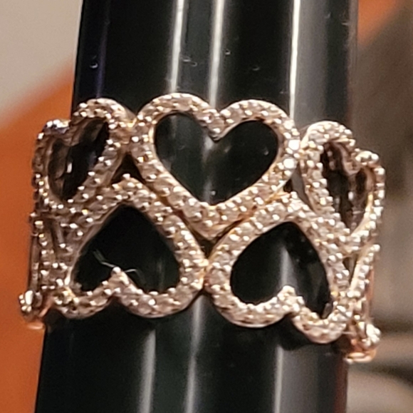 Sterling silver heart cubic zirconia ring - Picture 3 of 6